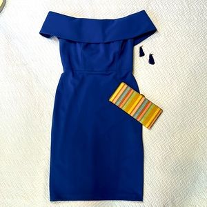 Calvin Klein off the shoulder Royal Blue knee length dress